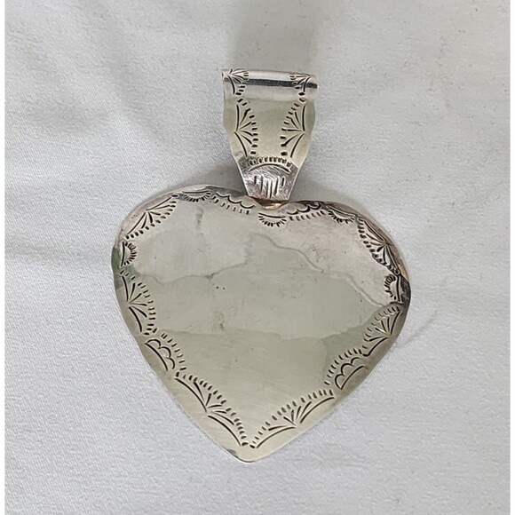 Vintage Taxco Mexico 925 Sterling Silver Heart Pendant Large 3.5" TL-83 24g - Picture 1 of 11